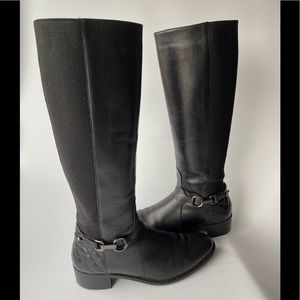 AQUATILIA Women's Black Leather Tall Boot